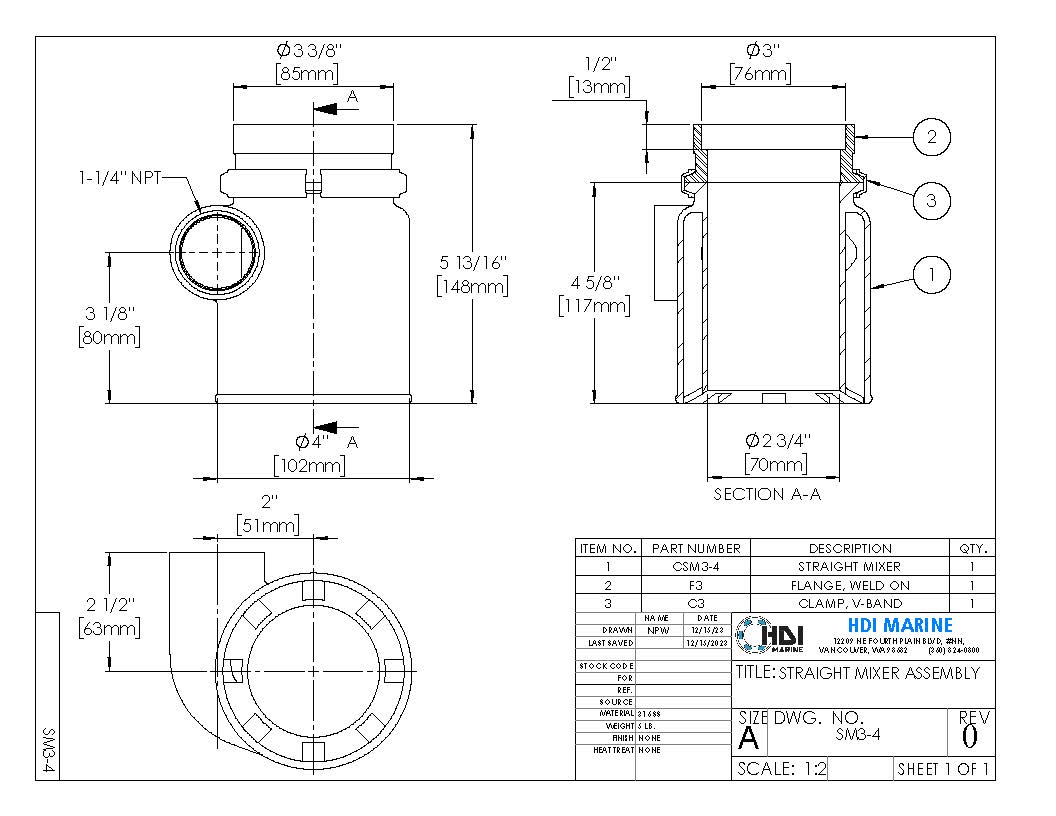 SM3-4 Straight Mixer Kit - Stainless Steel Exhaust Elbow