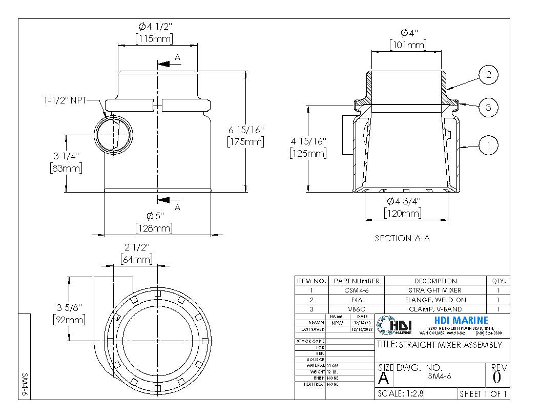 SM4-6 Straight Mixer Kit - Stainless Steel Exhaust Elbow